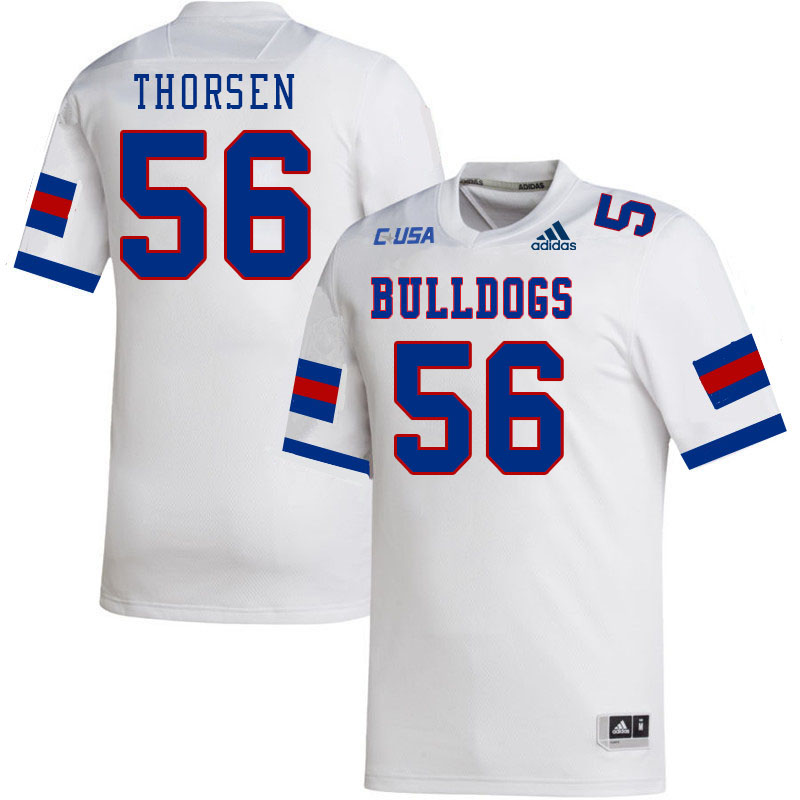 Men-Youth #56 Charles Thorsen Louisiana Tech Bulldogs 2023 College Football Jerseys Stitched Sale-Wh